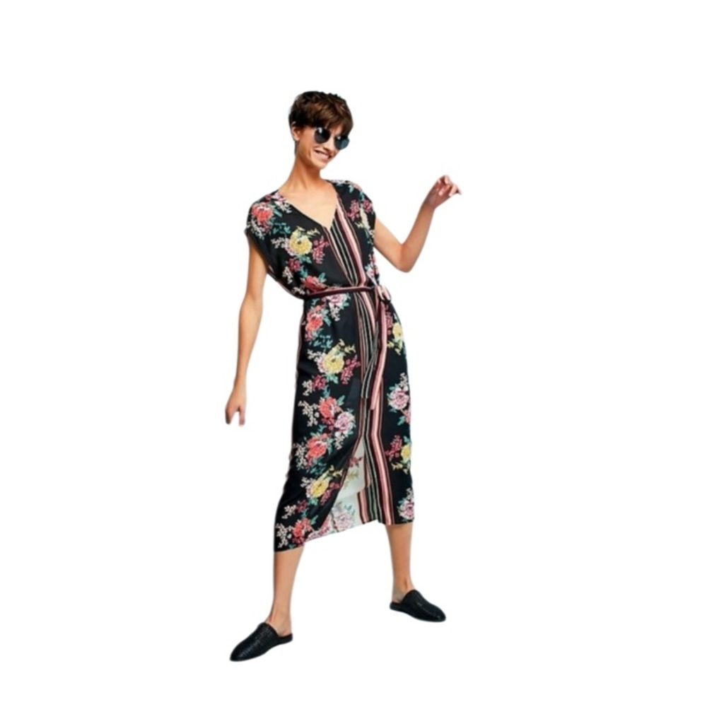 Anthropologie dRA Los Angeles Sleeveless Floral Wrap Midi Dress-Size Medium